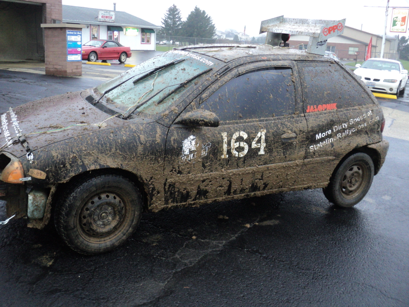 Illustration for article titled Rallycrossing in the snow is basically a mud bog with turns.